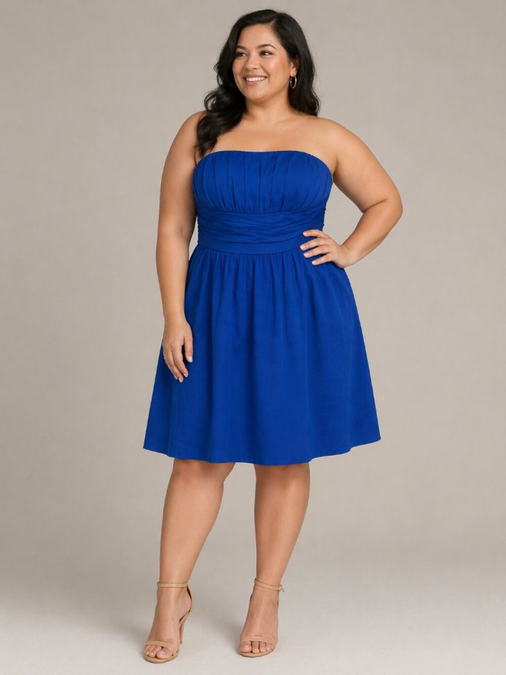 David Bridal Strapless Blue Dress Size 22, fully lined, with pockets